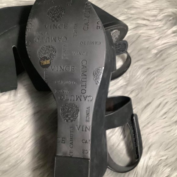 Velley Wedge Sandals Vince Camuto Size 7.5 Black - Picture 4 of 5